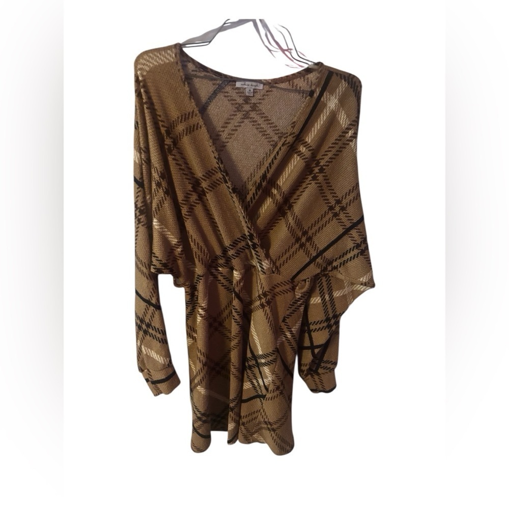 White Birch Plaid Long Sleeve Dress - Brown and Black